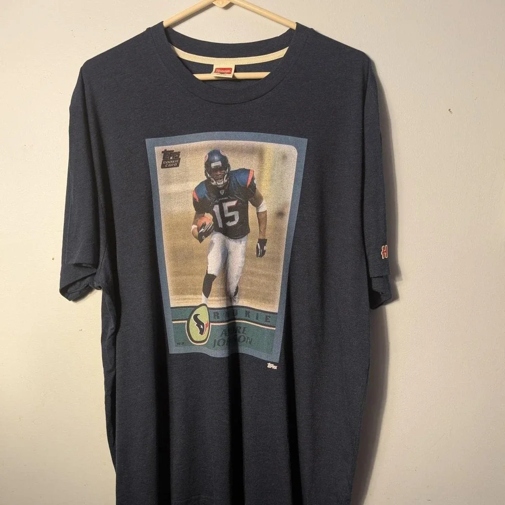 Homage Andre Johnson Houston Texans Topps Rookie Card Graphic T-Shirt Navy XXL